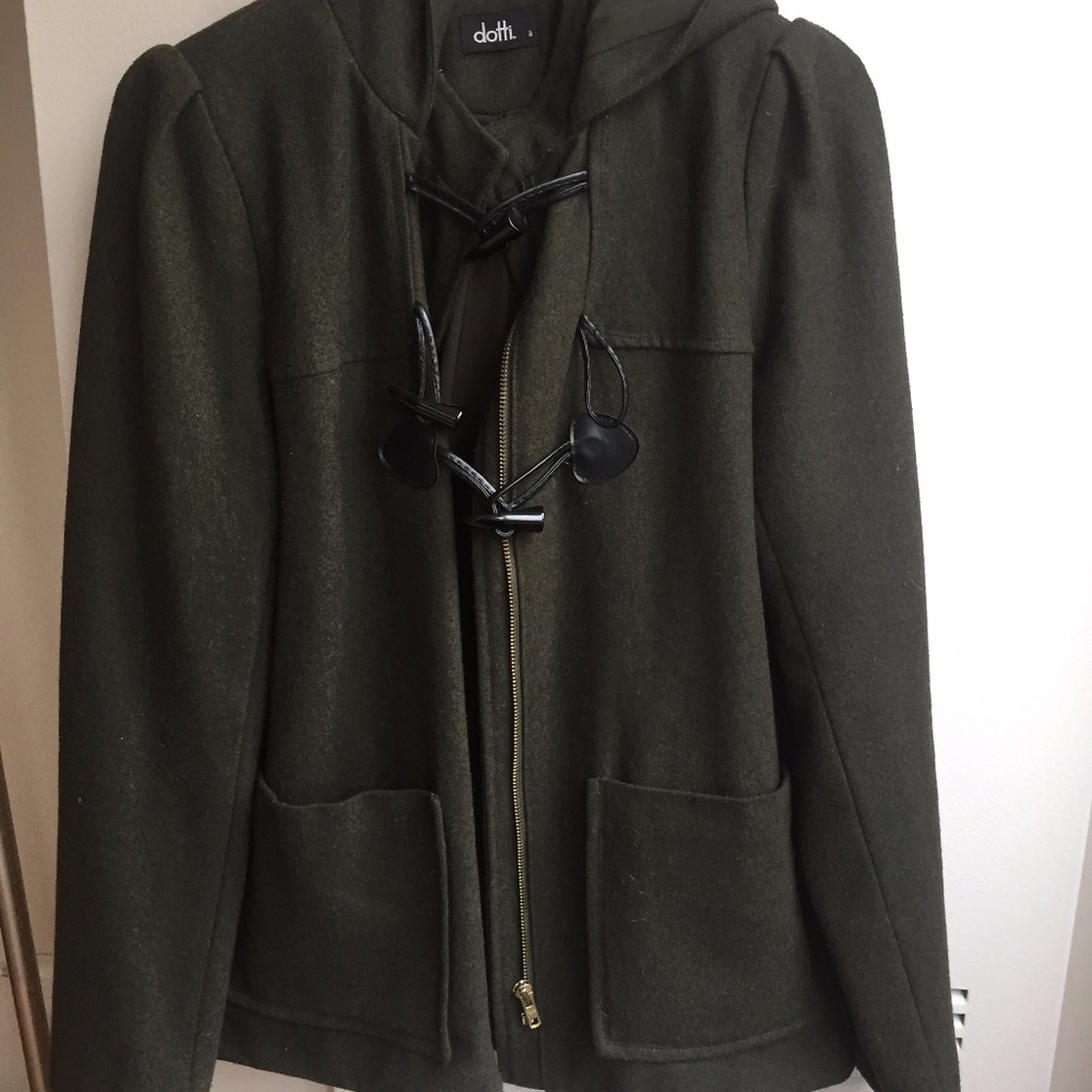 Wool hooded pea coat